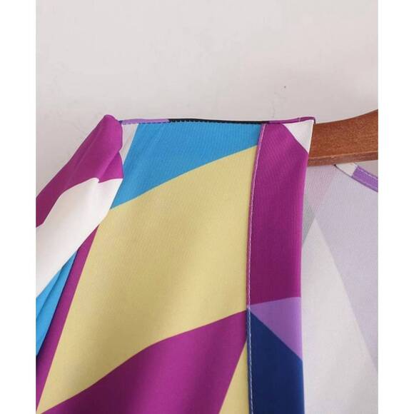 NEW SUNDAYUP women's disco queen dress in purple, blue, & yellow - Picture 3 of 5